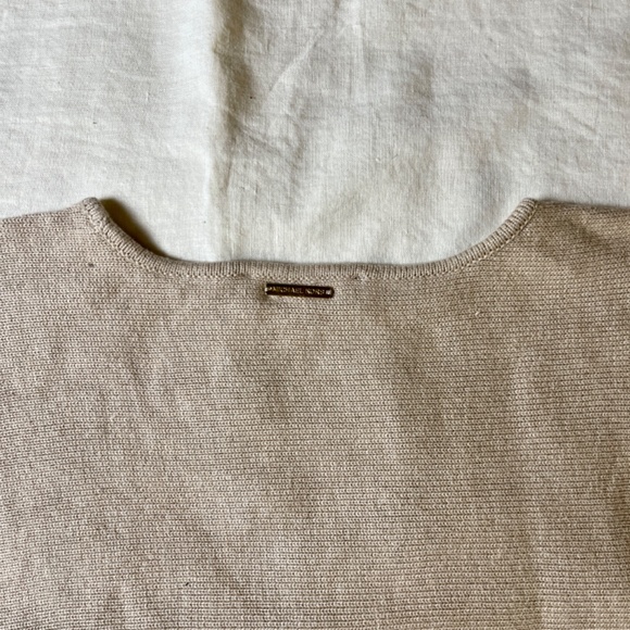 Michael Kors Tan Long Sleeve Long Sweater Boat Neck Side Zip Lightweight Small - Picture 6 of 10